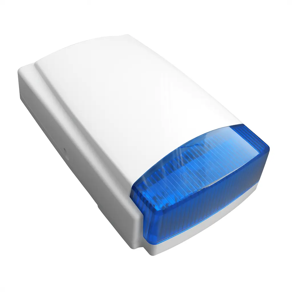Outdoor siren with battery and blue flash