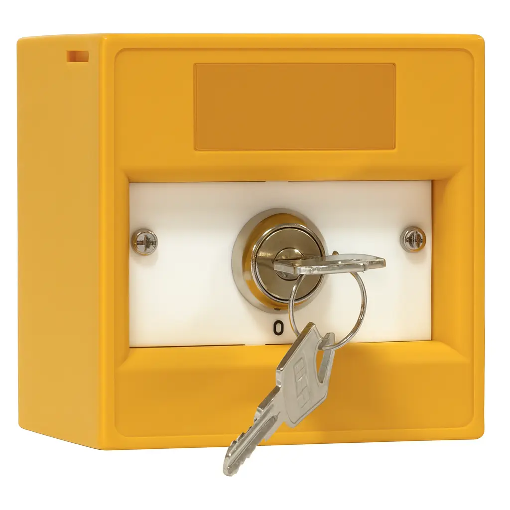 Call point with key, yellow